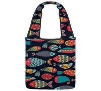 VAPOKF Undersea World of Fish - Borsa a tracolla da donna, in tela, riutilizzabile, per scuola, lavoro, ufficio, viaggi, shopping, stile casual