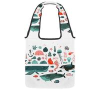 VAPOKF Underwater Life Whale Shark Killer Anchor Corals Fish Tote Bags Borse da donna Borsa a tracolla riutilizzabile grande borsa a tracolla per scuola, lavoro, ufficio, viaggi, shopping, casual