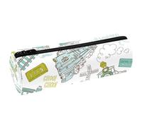 VAPOKF Vinatge - Astuccio per matite con treno a vapore e ferrovia, in pelle PU, organizer per cancelleria per studenti, per donne, ragazze, ragazzi, bambini, scuola e ufficio, Multi, 20x6.3x6.3 CM