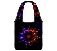 VAPOKF Vinyl Record in the Fire Purple Gold Pattern Canvas Tote Bags Women Shoulder Bags Large Reusable Carry Bag Bag per scuola, lavoro, ufficio, viaggi, shopping, casual