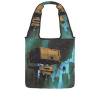 VAPOKF Weird Buildings - Borsa a tracolla da donna, in tela, grande, riutilizzabile, per scuola, lavoro, ufficio, viaggi, shopping, stile casual