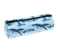 VAPOKF Whale and Tail from Ocean - Astuccio in pelle per penne, matite, monete, cosmetici, articoli di cancelleria per studenti, scuola, ufficio, Multi, 20x6.3cm/7.9x2.5in, Astuccio per matite