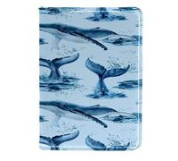 VAPOKF Whale and Tail from Ocean - Custodia per passaporto da viaggio, in pelle, 11,5 x 16,5 cm, Multi, 11.5x16.5cm/4.5x6.5 in, Vintage