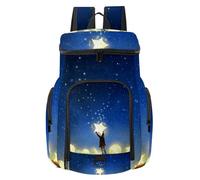 VAPOKF Zaino da basket, borsa sportiva con scomparto per palline e scarpe per calcio, calcio, pallavolo, nuoto, palestra, viaggi, giovane ragazzo in piedi pianeti luminosi che tengono stelle cielo