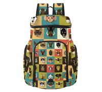 VAPOKF Zaino da basket, borsa sportiva con scomparto per palline e scarpe per calcio, calcio, pallavolo, nuoto, palestra, viaggi, simpatiche teste di animali in stile cartone animato
