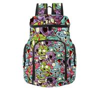 VAPOKF Zaino da basket, borsa sportiva con scomparto per palline e scarpe per calcio, calcio, pallavolo, nuoto, palestra, viaggi, teste di zombie