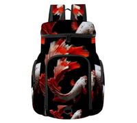 VAPOKF Zaino da basket, borsa sportiva con scomparto per palline e scarpe per calcio, calcio, pallavolo, nuoto, palestra, viaggi, danza dei pesci su sfondo nero