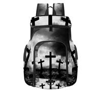 VAPOKF Zaino da basket, borsa sportiva con scomparto per palline e scarpe per calcio, calcio, pallavolo, nuoto, palestra, viaggi, tre croci sulla collina spettrale
