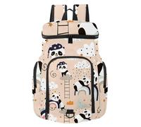 VAPOKF Zaino da basket, borsa sportiva con scomparto per palline e scarpe per calcio, calcio, pallavolo, nuoto, palestra, viaggi, simpatico motivo panda addormentato, luna, arcobaleni, nuvole
