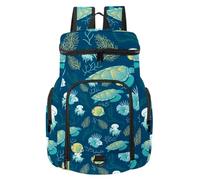 VAPOKF Zaino da basket, borsa sportiva con scomparto per palline e scarpe per calcio, calcio, pallavolo, nuoto, palestra, viaggi, oceano, animali, pesce, tartaruga, medusa, coralli