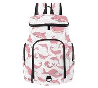VAPOKF Zaino da basket, borsa sportiva con scomparto per palline e scarpe per calcio, calcio, pallavolo, nuoto, palestra, viaggi, balene rosa, unicorno, sirene, narvali, delfini