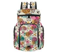 VAPOKF Zaino da basket, borsa sportiva con scomparto per palline e scarpe per calcio, calcio, pallavolo, nuoto, palestra, viaggi, teschio messicano giorno dei morti, motivo vintage