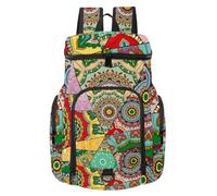 VAPOKF Zaino da basket, borsa sportiva con scomparto per palline e scarpe per calcio, calcio, pallavolo, nuoto, palestra, viaggi, motivo floreale vintage indiano tribù mandala floreale