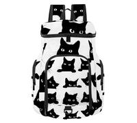 VAPOKF Zaino da basket, borsa sportiva con scomparto per palline e scarpe per calcio, calcio, pallavolo, nuoto, palestra, viaggi, gatti neri che guardano fuori dall'angolo