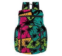 VAPOKF Zaino da basket, borsa sportiva con scomparto per palline e scarpe per calcio, calcio, pallavolo, nuoto, palestra, viaggi, motivo geometrico astratto colorato con palme