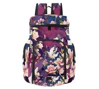 VAPOKF Zaino da basket, borsa sportiva con scomparto per palline e scarpe per calcio, calcio, pallavolo, nuoto, palestra, viaggi, teste rosse, gru, fiori di ciliegio, ramo, magnolia, fiori, uccellini