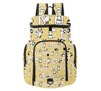VAPOKF Zaino da basket, borsa sportiva con scomparto per palline e scarpe per calcio, calcio, pallavolo, nuoto, palestra, viaggi, panda, alfabeto inglese, illustrazioni dei cartoni animati
