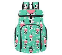 VAPOKF Zaino da basket, borsa sportiva con scomparto per palline e scarpe per calcio, calcio, pallavolo, nuoto, palestra, viaggi, motivo con mucca che mangia erba e fiori