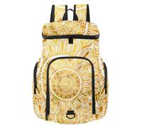 VAPOKF Zaino da basket, borsa sportiva con scomparto per palline e scarpe per calcio, calcio, pallavolo, nuoto, palestra, viaggi, pittura astratta ad acquerello con mandala dorato