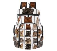 VAPOKF Zaino da basket, borsa sportiva con scomparto per palline e scarpe per calcio, calcio, pallavolo, nuoto, palestra, viaggi, motivo con nove teste di gatto che ti guardano