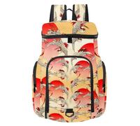 VAPOKF Zaino da basket, borsa sportiva con scomparto per palline e scarpe per calcio, calcio, pallavolo, nuoto, palestra, viaggi, gru in coppia su un sole levante