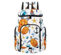 VAPOKF Zaino da basket, borsa sportiva con scomparto per palline e scarpe per calcio, calcio, pallavolo, nuoto, palestra, viaggi, tartaruga marina, ancora, granchio, stella marina