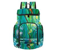 VAPOKF Zaino da basket, borsa sportiva con scomparto per palline e scarpe per calcio, calcio, pallavolo, nuoto, palestra, viaggi, danza con libellule