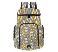 VAPOKF Zaino da basket, borsa sportiva con scomparto per palline e scarpe per calcio, calcio, pallavolo, nuoto, palestra, viaggi, geometria etnica bohémien, motivo grigio giallo