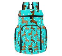 VAPOKF Zaino da basket, borsa sportiva con scomparto per palline e scarpe per calcio, calcio, pallavolo, nuoto, palestra, viaggi, simpatico motivo natalizio con animali veggenti e fiocchi di neve