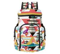 VAPOKF Zaino da basket, borsa sportiva con scomparto per palline e scarpe per calcio, calcio, pallavolo, nuoto, palestra, viaggi, motivo fiori di ciliegio in Giappone