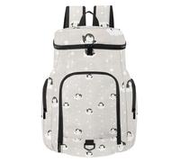 VAPOKF Zaino da basket, borsa sportiva con scomparto per palline e scarpe per calcio, calcio, pallavolo, nuoto, palestra, viaggi, motivo simpatico pinguino, nuvola e stella