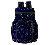 VAPOKF Zaino da basket, borsa sportiva con scomparto per palline e scarpe per calcio, calcio, pallavolo, nuoto, palestra, viaggi, dodici costellazioni nel cielo notturno
