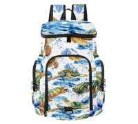VAPOKF Zaino da basket, borsa sportiva con scomparto per palline e scarpe per calcio, calcio, pallavolo, nuoto, palestra, viaggi, acquerello verde tartaruga marina