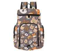 VAPOKF Zaino da basket, borsa sportiva con scomparto per palline e scarpe per calcio, calcio, pallavolo, nuoto, palestra, viaggi, teste di cani con simpatico motivo a cucciolo di cartone animato