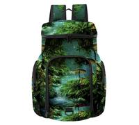 VAPOKF Zaino da basket, borsa sportiva con scomparto per palline e scarpe per calcio, calcio, pallavolo, nuoto, palestra, viaggi, fiume fantasy con pesci rossi e funghi