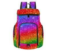VAPOKF Zaino da basket, borsa sportiva con scomparto per palline e scarpe per calcio, calcio, pallavolo, nuoto, palestra, viaggi, multicolore con glitter arcobaleno
