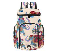 VAPOKF Zaino da basket, borsa sportiva con scomparto per palline e scarpe per calcio, calcio, pallavolo, nuoto, palestra, viaggi, tribù indiana, elefanti blu, motivo floreale