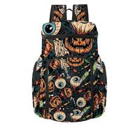 VAPOKF Zaino da basket, borsa sportiva con scomparto per palline e scarpe per calcio, calcio, pallavolo, nuoto, palestra, viaggi, bulbo oculare umano di Halloween, caramelle brucianti ossa rotte