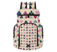 VAPOKF Zaino da basket, borsa sportiva con scomparto per palline e scarpe per calcio, calcio, pallavolo, nuoto, palestra, viaggi, auto da poker, motivo cuori colorati, diamanti, club, picche