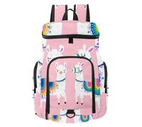 VAPOKF Zaino da basket, borsa sportiva con scomparto per palline e scarpe per calcio, calcio, pallavolo, nuoto, palestra, viaggi, grazioso motivo tribù di lama rosa