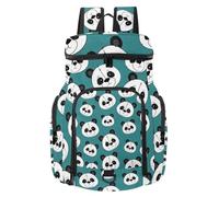 VAPOKF Zaino da basket, borsa sportiva con scomparto per palline e scarpe per calcio, calcio, pallavolo, nuoto, palestra, viaggi, animali dei cartoni animati con simpatici orsi e teste di panda