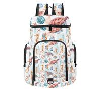 VAPOKF Zaino da basket, borsa sportiva con scomparto per palline e scarpe per calcio, calcio, pallavolo, nuoto, palestra, viaggi, cavalluccio marino subacqueo tartaruga ancora conchiglie