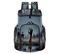 VAPOKF Zaino da basket, borsa sportiva con scomparto per palline e scarpe per calcio, calcio, pallavolo, nuoto, palestra, viaggi, spaventosa mano zombie fuori dal cimitero