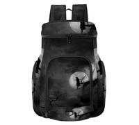 VAPOKF Zaino da basket, borsa sportiva con scomparto per palline e scarpe per calcio, calcio, pallavolo, nuoto, palestra, viaggi, silhouette di corvo a mezzanotte