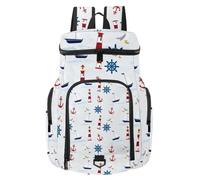 VAPOKF Zaino da basket, borsa sportiva con scomparto per palline e scarpe per calcio, calcio, pallavolo, nuoto, palestra, viaggi, motivo faro ancora nave