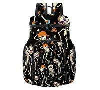 VAPOKF Zaino da basket, borsa sportiva con scomparto per palline e scarpe per calcio, calcio, pallavolo, nuoto, palestra, viaggi, danza, musica, discoteca, scheletri, cuffie divertenti