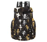 VAPOKF Zaino da basket, borsa sportiva con scomparto per palline e scarpe per calcio, calcio, pallavolo, nuoto, palestra, viaggi, danza, balletto, ragazza, silhouette con piume