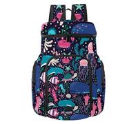 VAPOKF Zaino da basket, borsa sportiva con scomparto per palline e scarpe per calcio, calcio, pallavolo, nuoto, palestra, viaggi, delfini, balene, gelatina, alghe e coralli