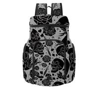 VAPOKF Zaino da basket, borsa sportiva con scomparto per palline e scarpe per calcio, calcio, pallavolo, nuoto, palestra, viaggi, teschi del giorno dei morti, uccello, rosa, motivo diamante