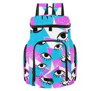 VAPOKF Zaino da basket, borsa sportiva con scomparto per palline e scarpe per calcio, calcio, pallavolo, nuoto, palestra, viaggi, motivo retrò colorato con occhi che vedono